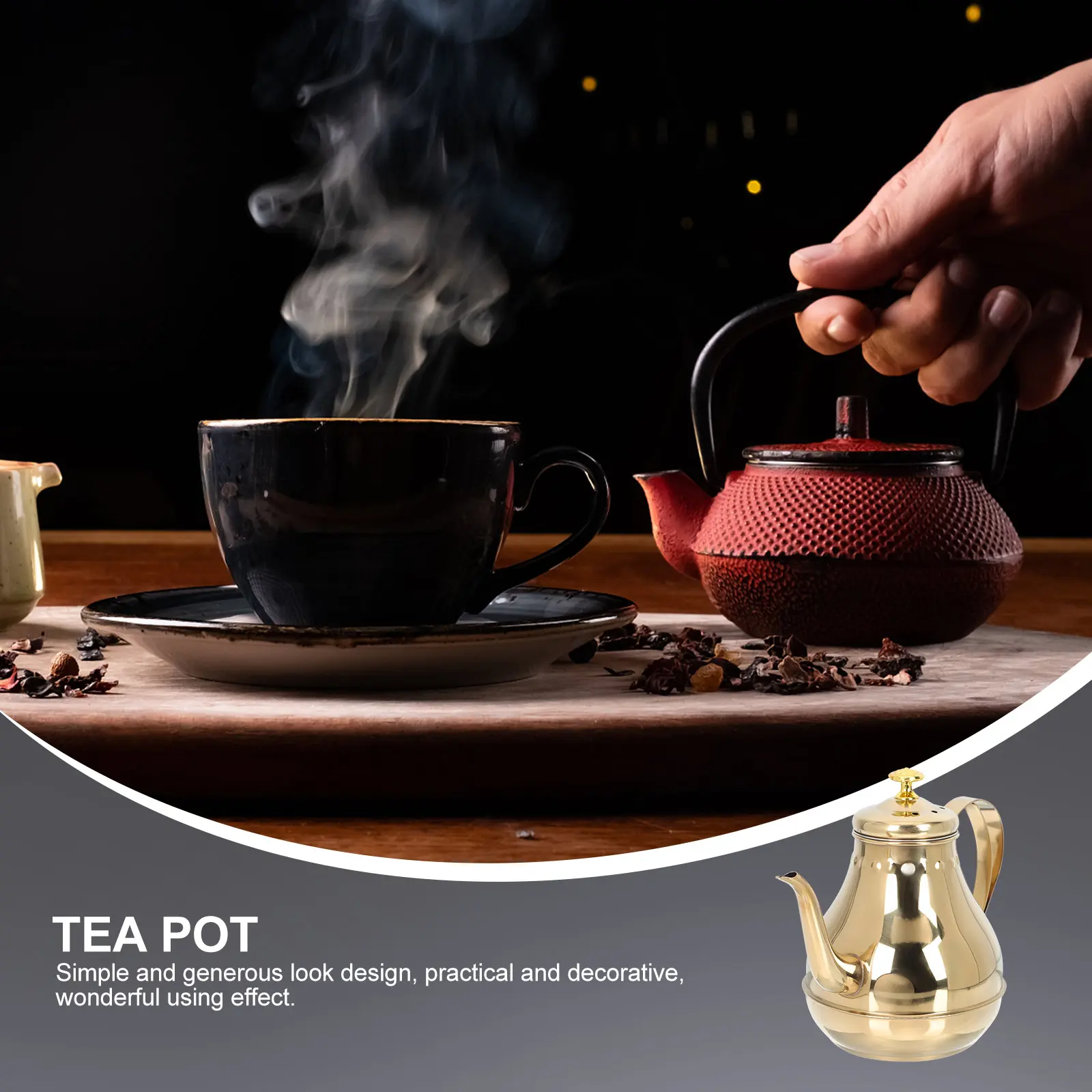 Large Capacity Milk Tea Kettle Stainless Steel Teapot Fine Strainer Heat Resistant Kitchen Barware Practical Easy Cleaning