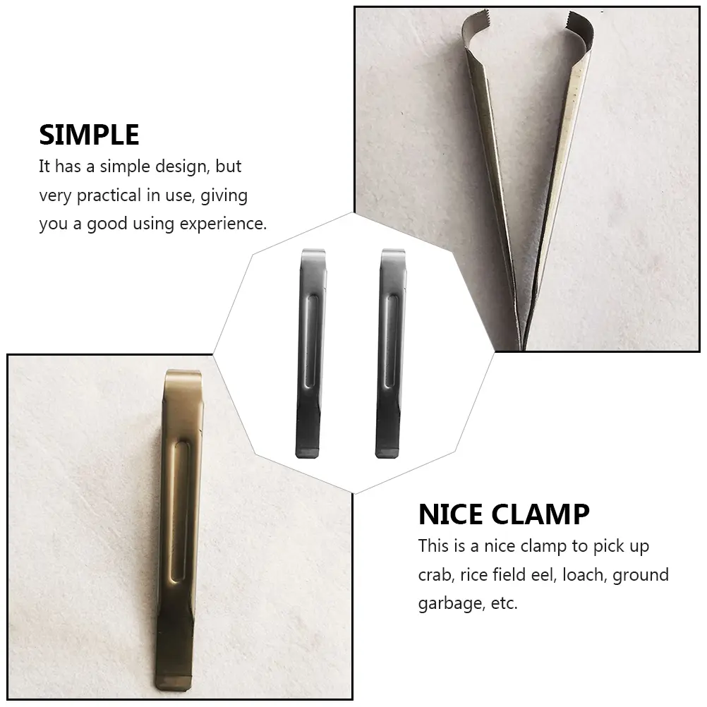2pcs StainlessSteelCrabTong NonSlipSerratedClamp HomeSupplies LoachLobsterPicker Silver Durable KitchenBarTools