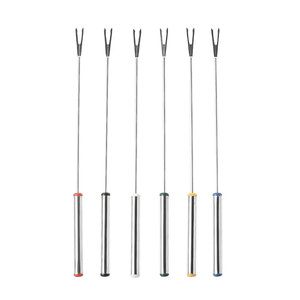 6 Pcs Stainless Steel Barbecue Forks Lightweight Portable Anti hot H Fast Heating Vegetable Forks for Party Camping