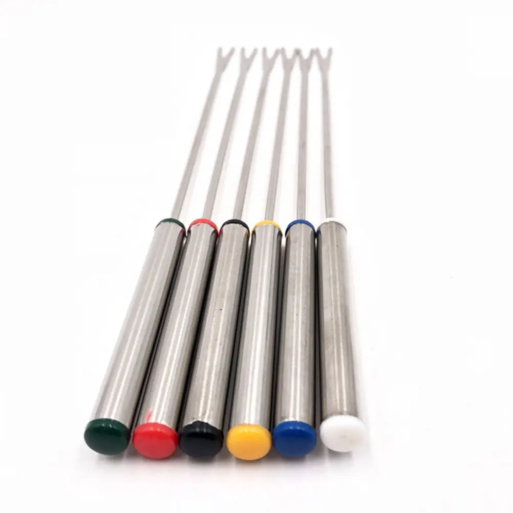 6 Pcs Stainless Steel Barbecue Forks Lightweight Portable Anti hot H Fast Heating Vegetable Forks for Party Camping