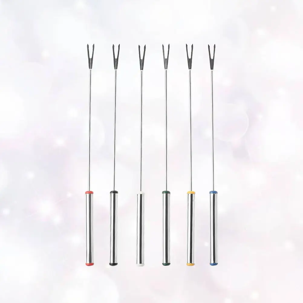 6 Pcs Stainless Steel Barbecue Forks Lightweight Portable Anti hot H Fast Heating Vegetable Forks for Party Camping