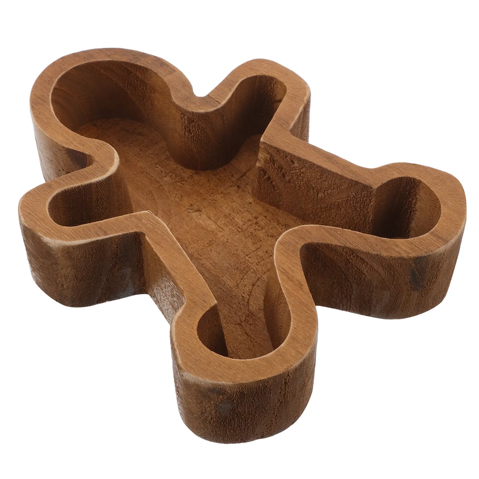 Gingerbread Man Wooden Bowl Christmas Mantel Dish Decorations Sandwich Tray Candy Plate