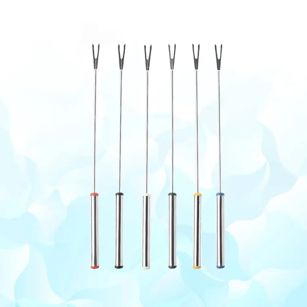 6 Pcs Stainless Steel Barbecue Forks Lightweight Portable Anti hot H Fast Heating Vegetable Forks for Party Camping