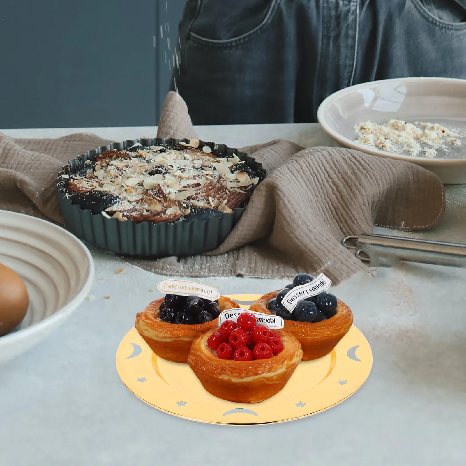 6pcs Metal Trays for Storage Serving Plates Zinc Alloy Jewelry Fruit Snack Display Vintage Home Decor Cake Dessert