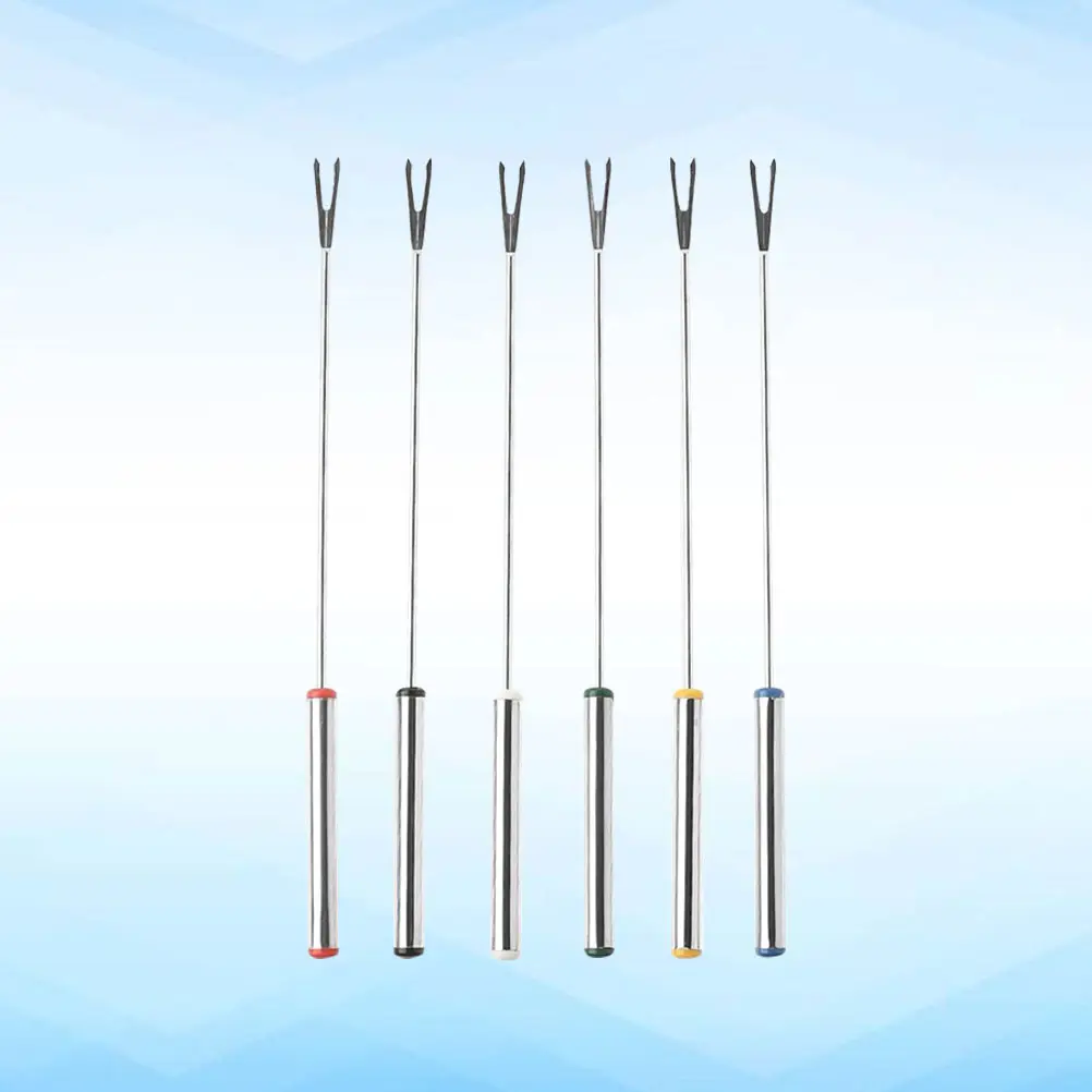 6 Pcs Stainless Steel Barbecue Forks Lightweight Portable Anti hot H Fast Heating Vegetable Forks for Party Camping