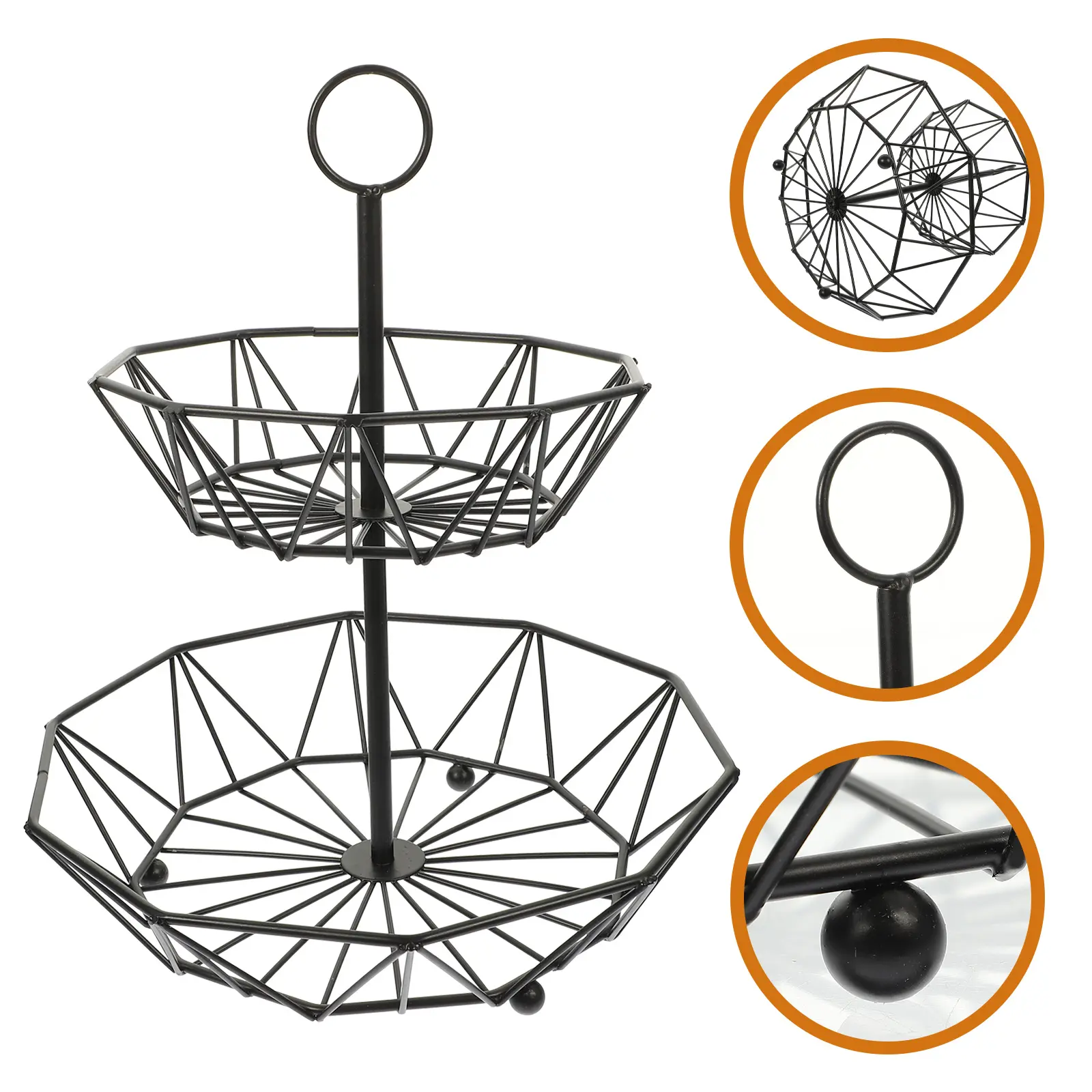 Fruit Basket Holder Kitchen Countertop Tray Vintage Snack Organizer Iron Fruits