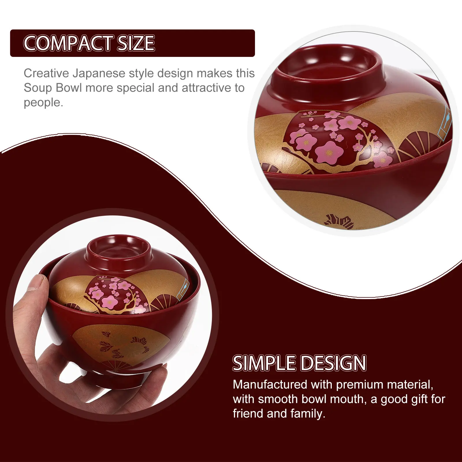 Miso Soup Bowl Japanese Ramen Mini Cute Bowls Melamine Noodle with Lid Asian Small Covered Lids