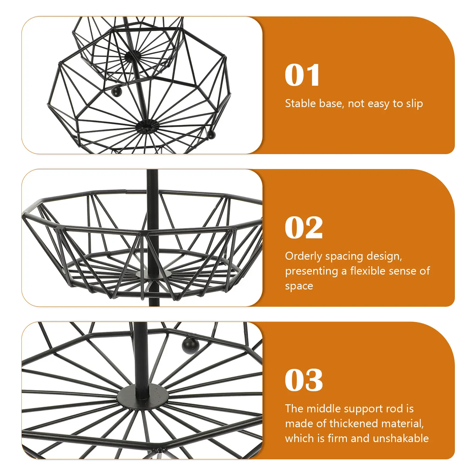 Fruit Basket Holder Kitchen Countertop Tray Vintage Snack Organizer Iron Fruits
