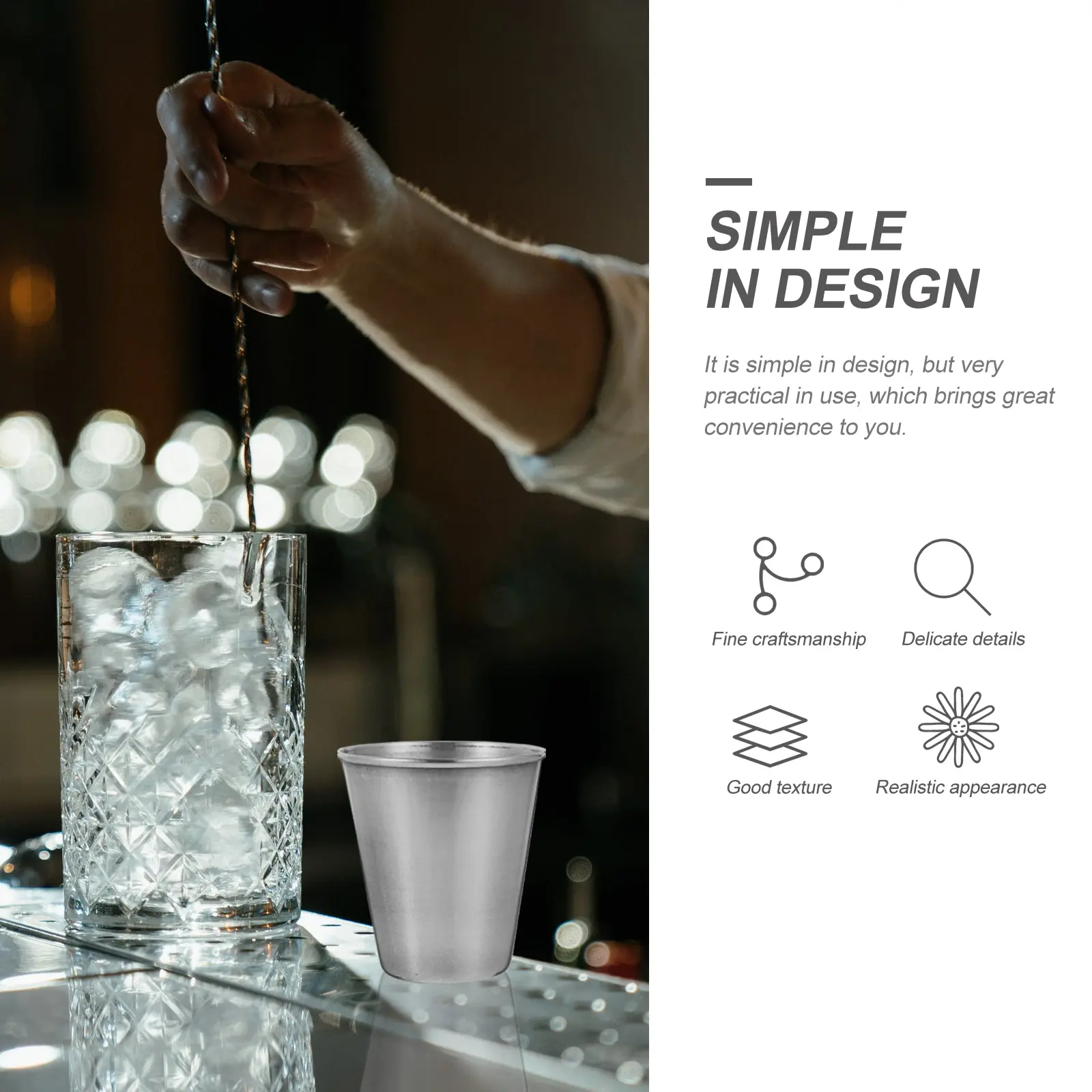 6pcs Stainless Steel Shot Glass Glass Strong Prime Metal Cups for Coffee Tea Milk Drinks Easy Clean Home Picnic