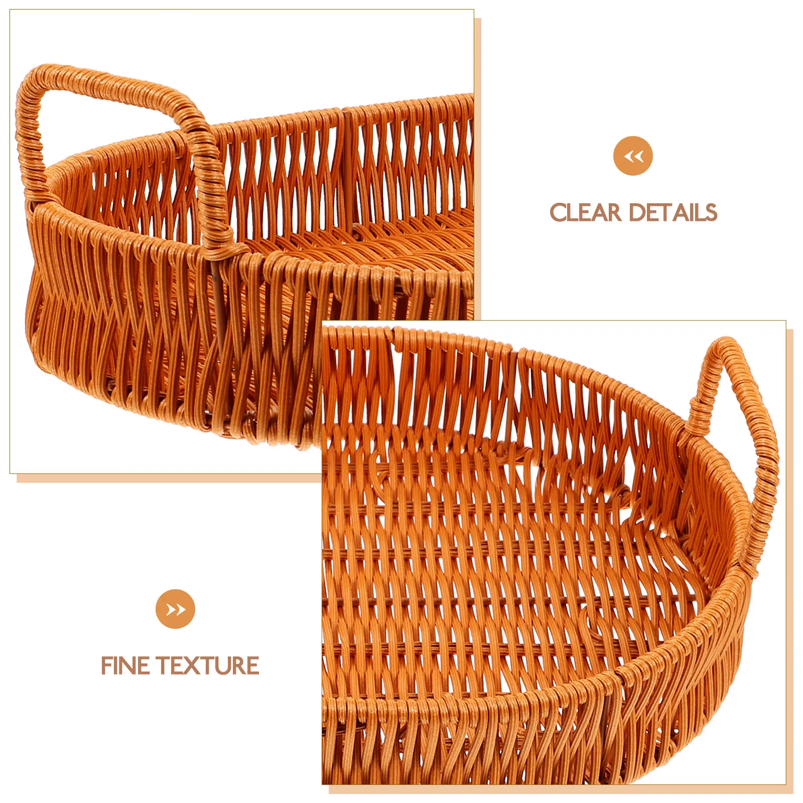 Rattan Tray Wicker Food Serving Dishes Oval Plastic Trays Bread Fruit Snack Plate Coffeetable Storage Household