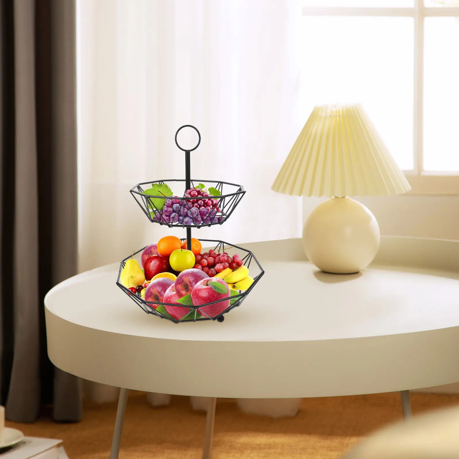 Fruit Basket Holder Kitchen Countertop Tray Vintage Snack Organizer Iron Fruits