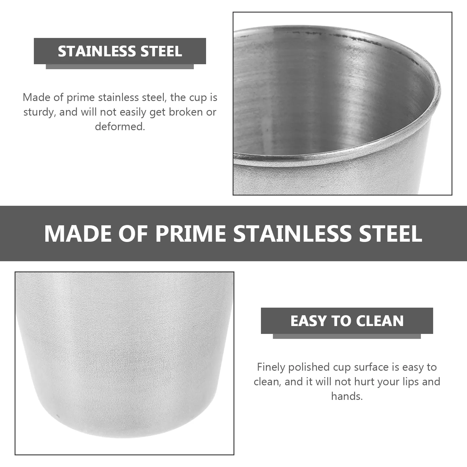 6pcs Stainless Steel Shot Glass Glass Strong Prime Metal Cups for Coffee Tea Milk Drinks Easy Clean Home Picnic