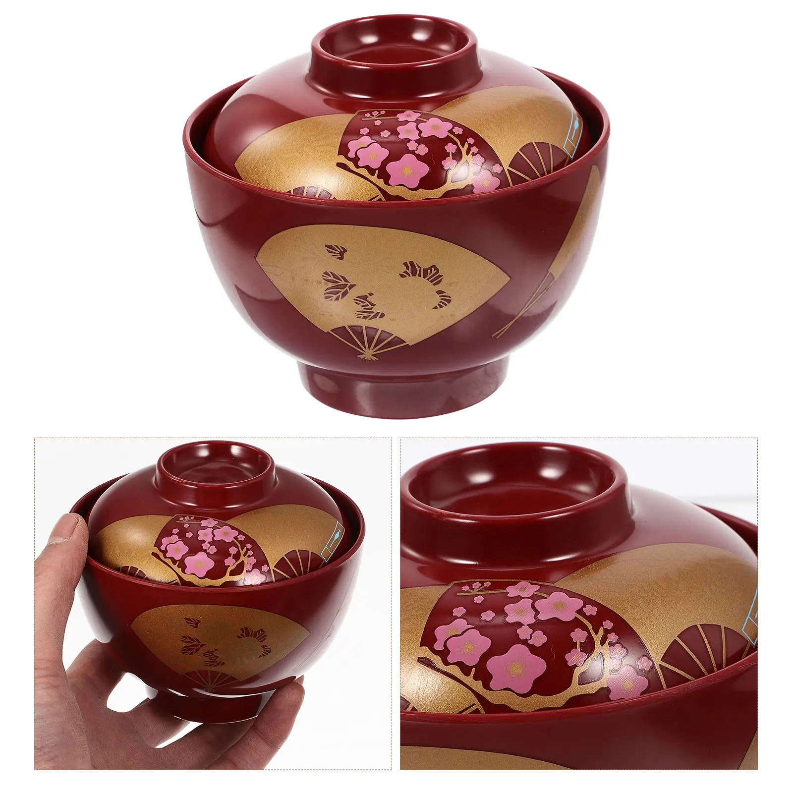 Miso Soup Bowl Japanese Ramen Mini Cute Bowls Melamine Noodle with Lid Asian Small Covered Lids