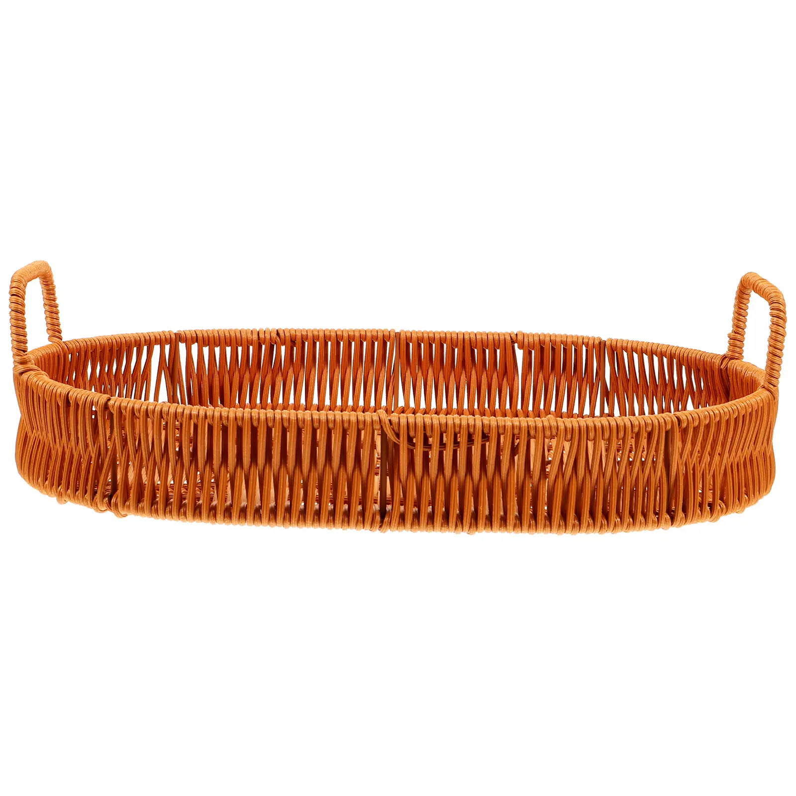 Rattan Tray Wicker Food Serving Dishes Oval Plastic Trays Bread Fruit Snack Plate Coffeetable Storage Household