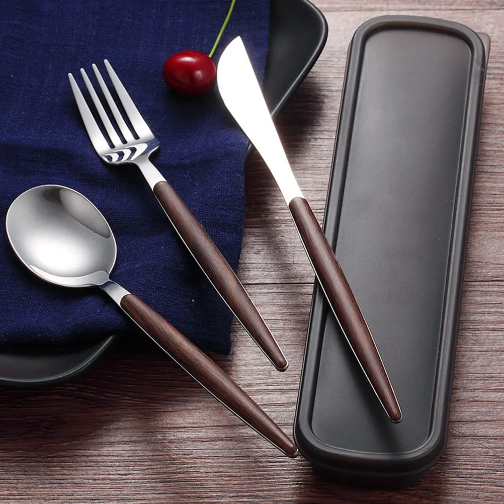 4Pcs Stainless Steel Cutlery Set Reusable Fork Spoon Kit Camping Hiking Portable Tableware Eco Friendly Travel Picnic
