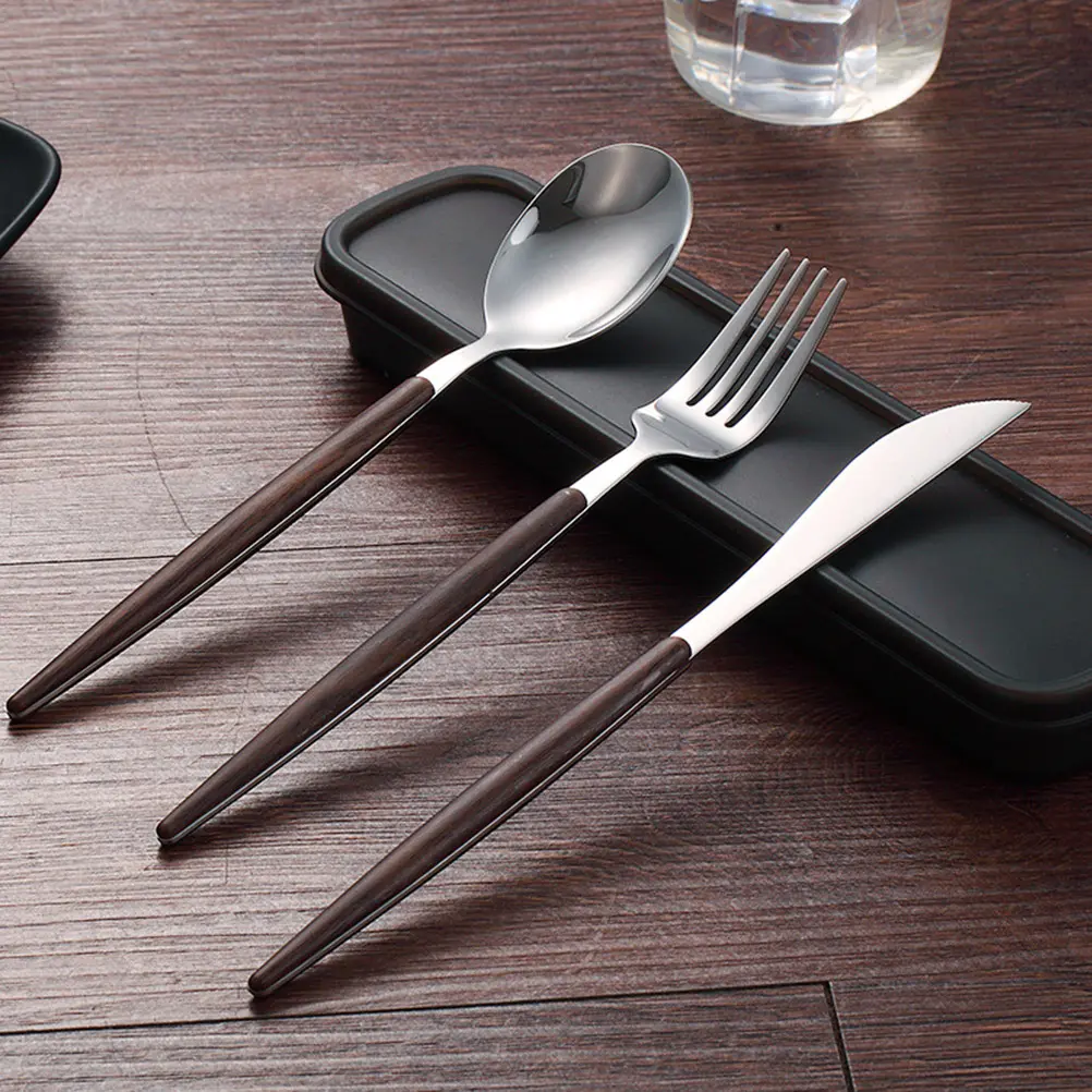 4Pcs Stainless Steel Cutlery Set Reusable Fork Spoon Kit Camping Hiking Portable Tableware Eco Friendly Travel Picnic