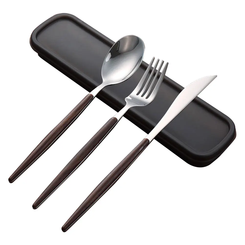 4Pcs Stainless Steel Cutlery Set Reusable Fork Spoon Kit Camping Hiking Portable Tableware Eco Friendly Travel Picnic