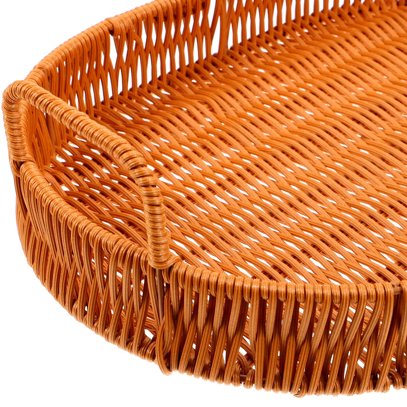 Rattan Tray Wicker Food Serving Dishes Oval Plastic Trays Bread Fruit Snack Plate Coffeetable Storage Household