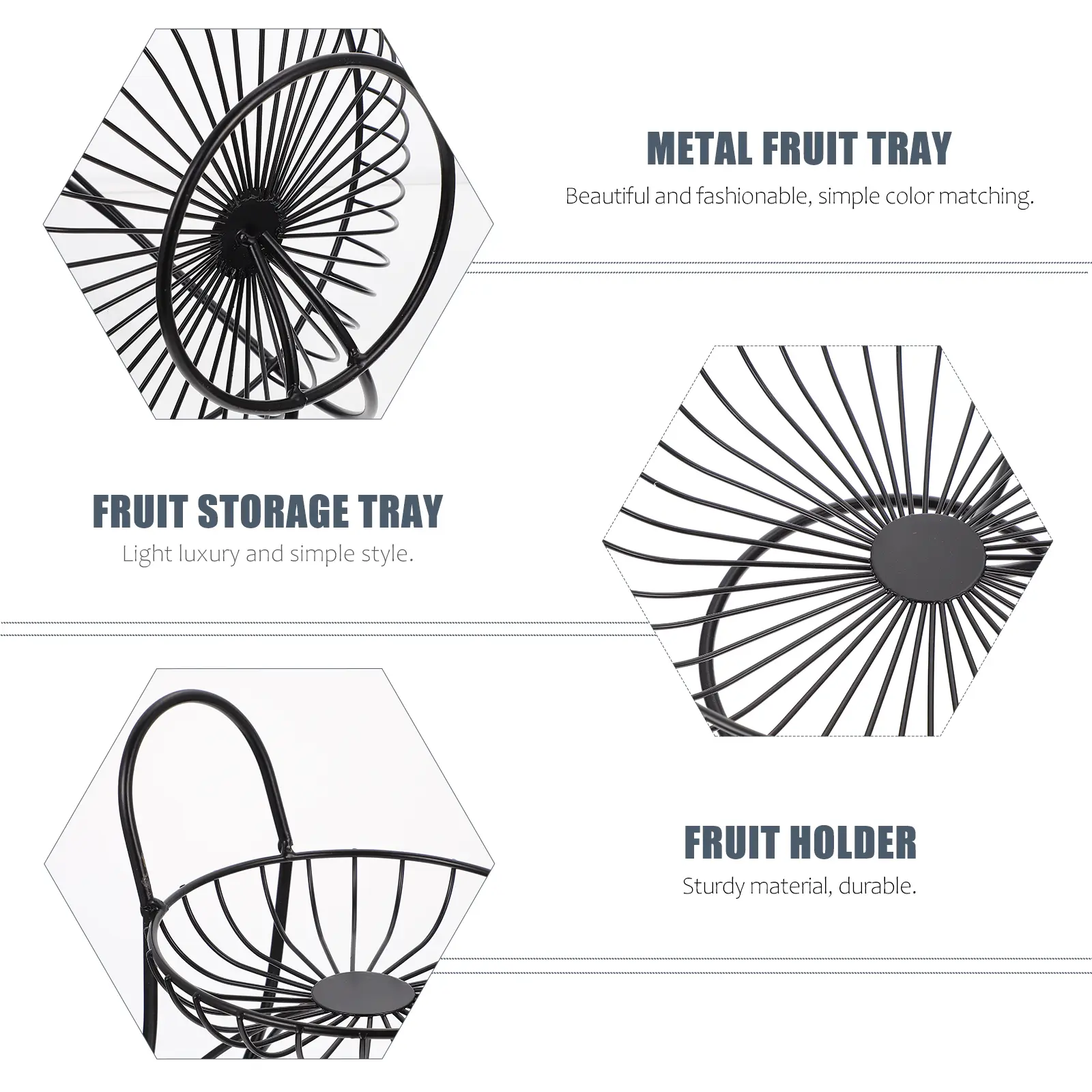 Iron Fruit Plate Basket Countertop Bowl Kitchen Dish Metal Tray Holder Decorative Stylish Safe Hotel