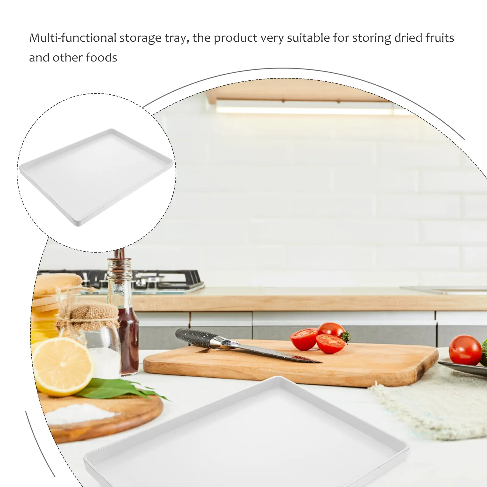 Rectangular Kitchen Plate Storage Tray for Table Bowl Sink Household Fruit White Melamine Tray Nuts Serving Snack Party