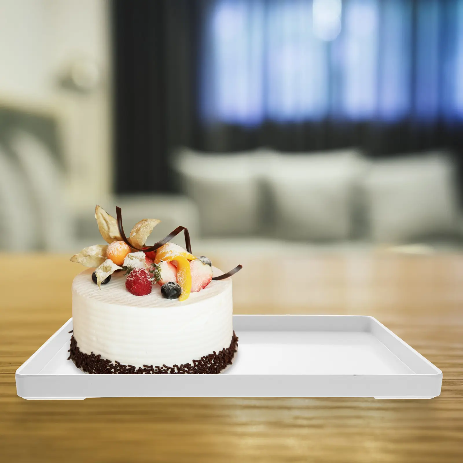 Rectangular Kitchen Plate Storage Tray for Table Bowl Sink Household Fruit White Melamine Tray Nuts Serving Snack Party