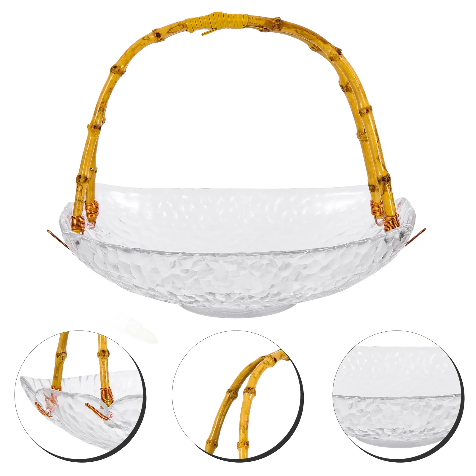 1PCS Fruit Tray Glass Snacks Holder Pattern Living Room Kitchen Bedroom Storage Plate Decorative Dry Fruits