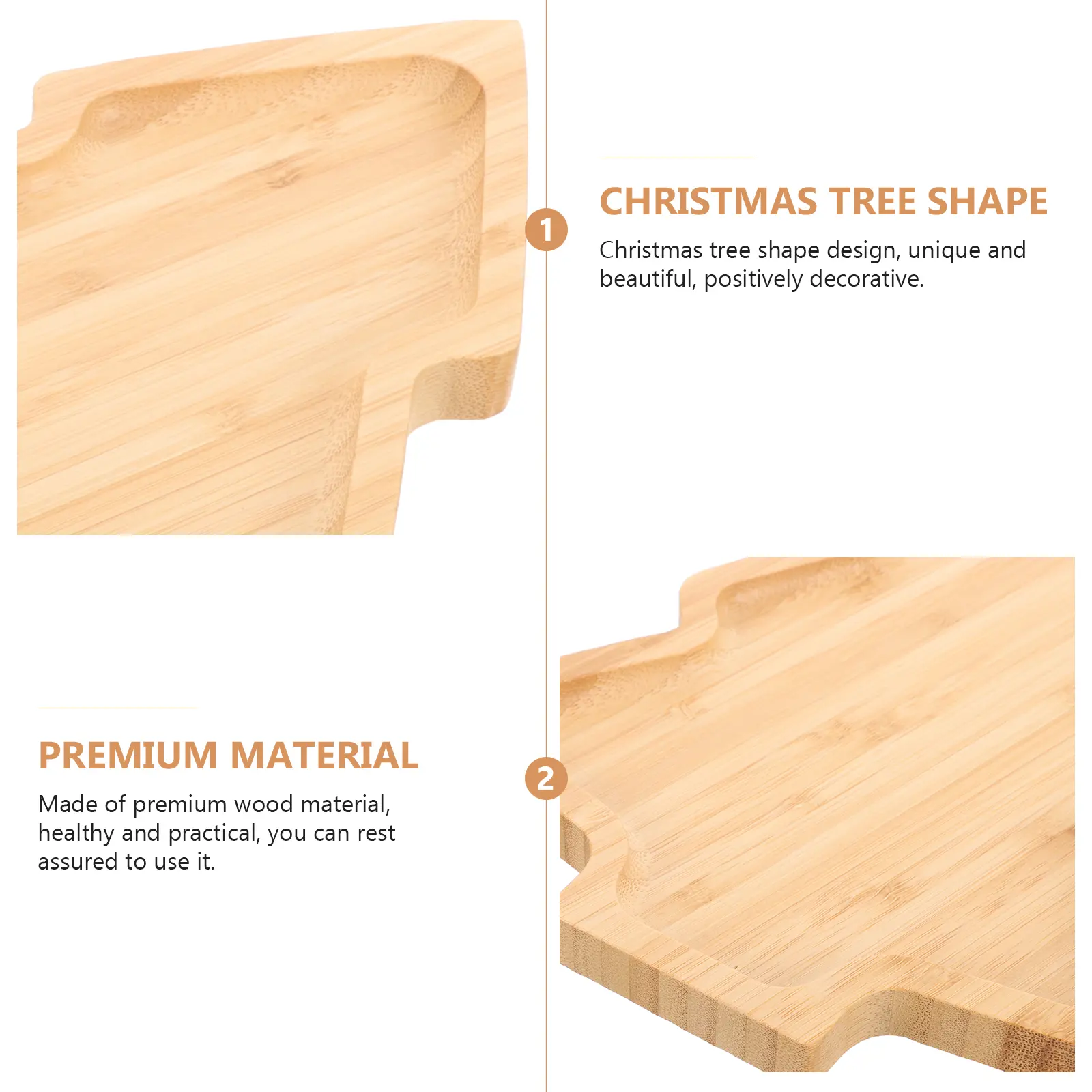 2pcs Christmas Dishes Shaped Plates Appetizer Tray Sushi Japanese Serving Wood Platters Clean Maintain Lightweight Party
