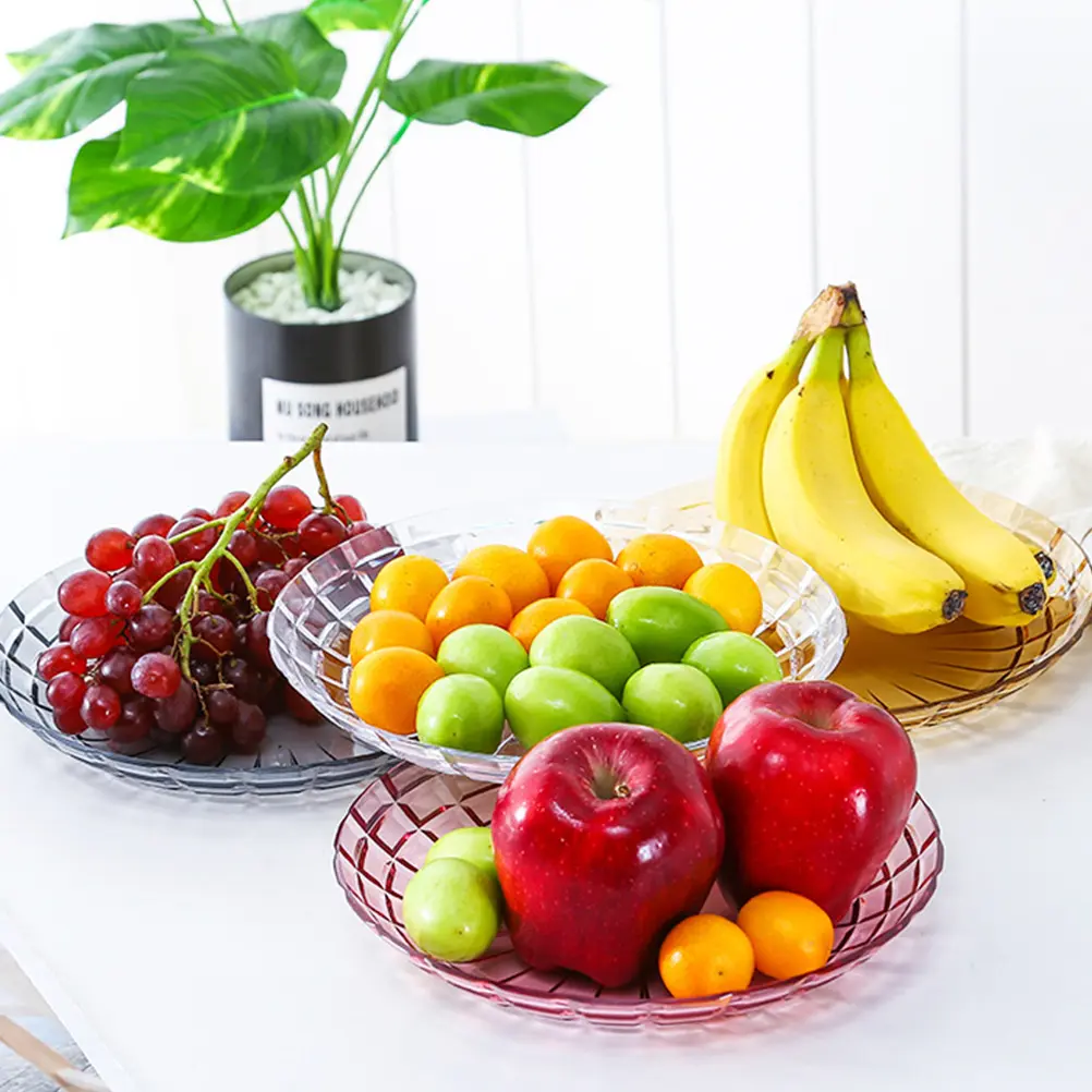 4 Pcs Snack Fruit Tray Plastic Dish Safe Food Container Nuts Plates Storage Office Home Kitchen Bar KTV