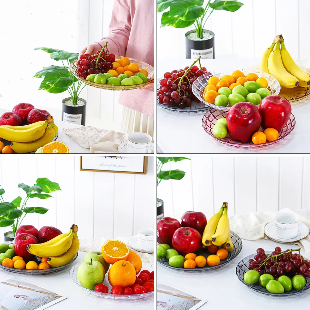 4 Pcs Snack Fruit Tray Plastic Dish Safe Food Container Nuts Plates Storage Office Home Kitchen Bar KTV