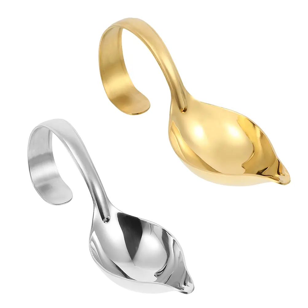 2Pcs Stainless Spoon Elegant Design Sauce Dressing Seasoning Spoons Kitchen Utensils Seasoning Spoons Bar Tools