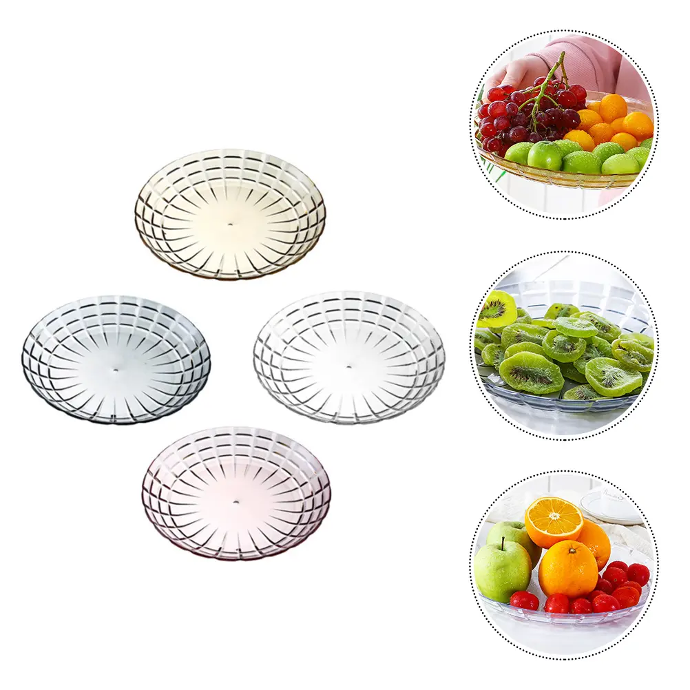 4 Pcs Snack Fruit Tray Plastic Dish Safe Food Container Nuts Plates Storage Office Home Kitchen Bar KTV