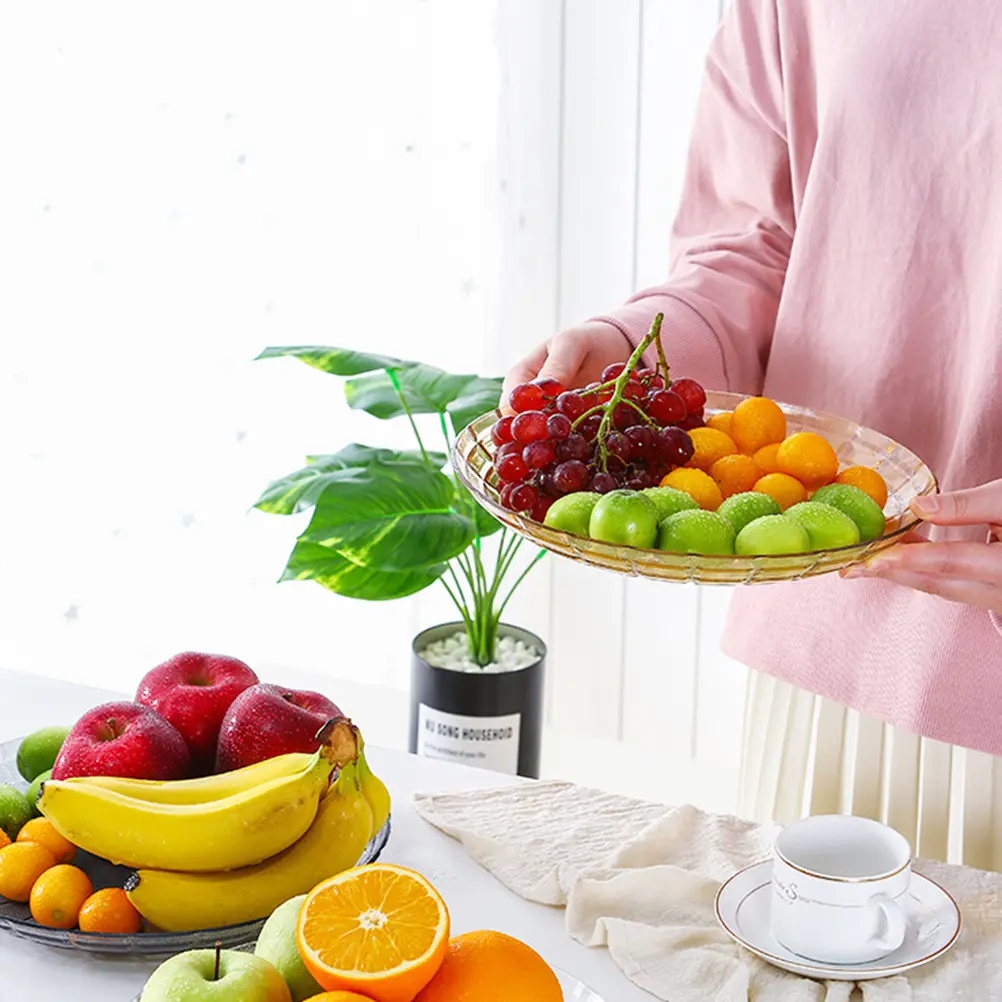 4 Pcs Snack Fruit Tray Plastic Dish Safe Food Container Nuts Plates Storage Office Home Kitchen Bar KTV