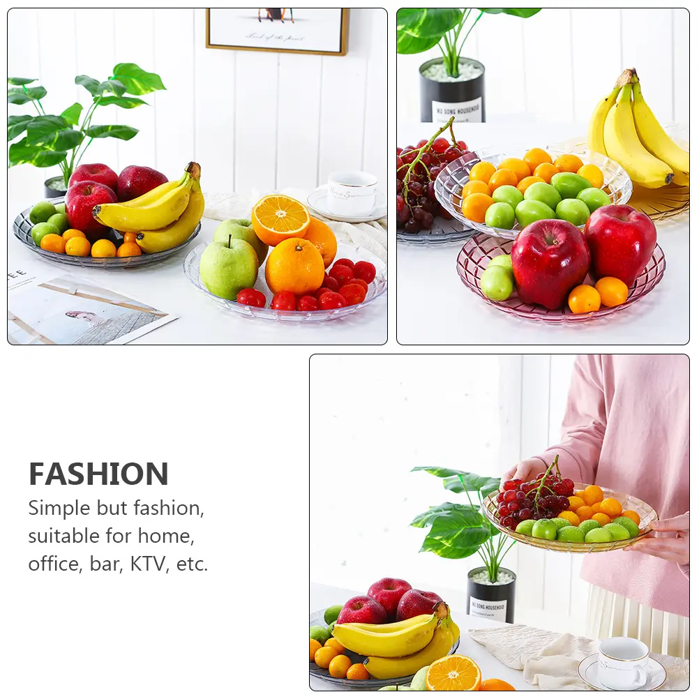 4 Pcs Snack Fruit Tray Plastic Dish Safe Food Container Nuts Plates Storage Office Home Kitchen Bar KTV