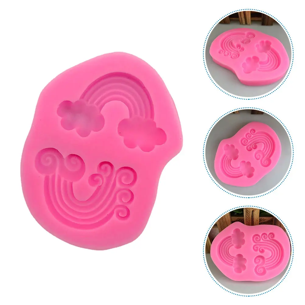 Rainbow Cloud Flower Fondant Mold Silicone DIY Tool for Chocolate Soap Making Cake Decorations Pink Reusable