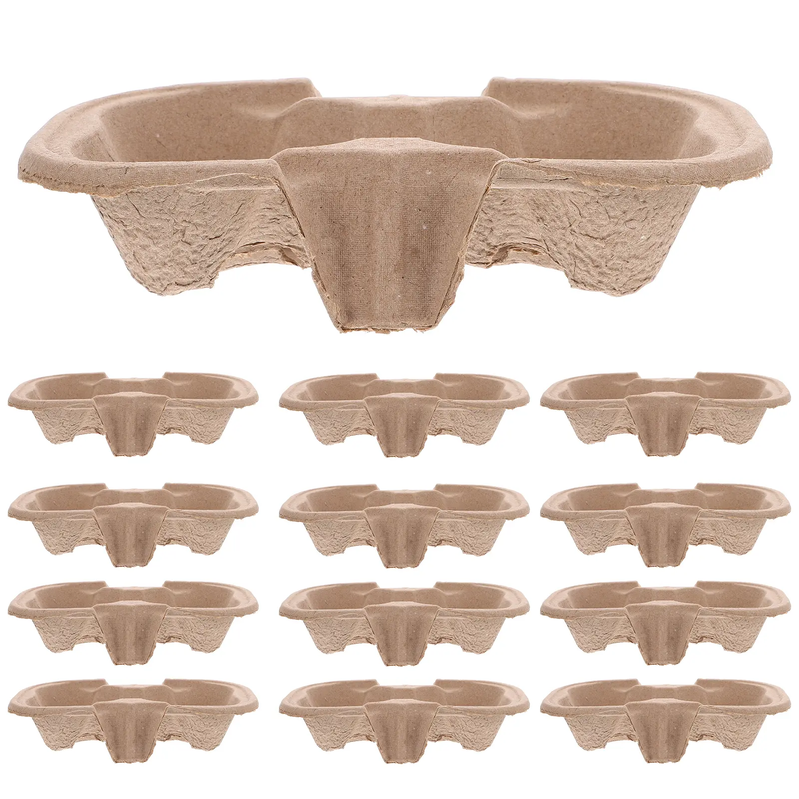 50pcs Takeaway Cup Holder Disposable Coffee Tray Carriers Drink Carry Holder Paper Pulp Material Practical Design Portable Easy