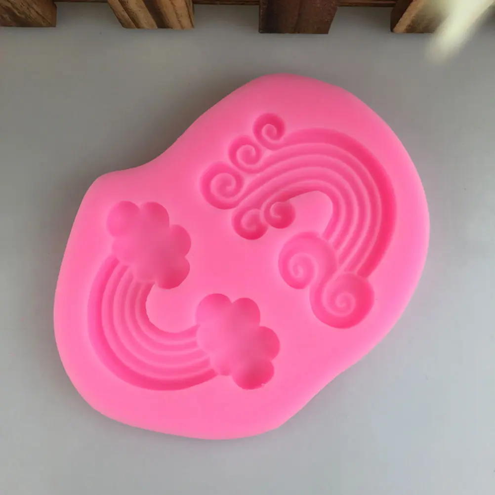 Rainbow Cloud Flower Fondant Mold Silicone DIY Tool for Chocolate Soap Making Cake Decorations Pink Reusable