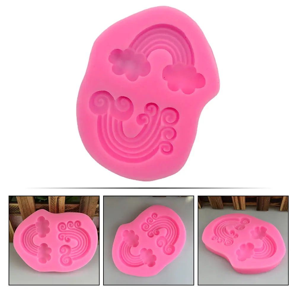 Rainbow Cloud Flower Fondant Mold Silicone DIY Tool for Chocolate Soap Making Cake Decorations Pink Reusable