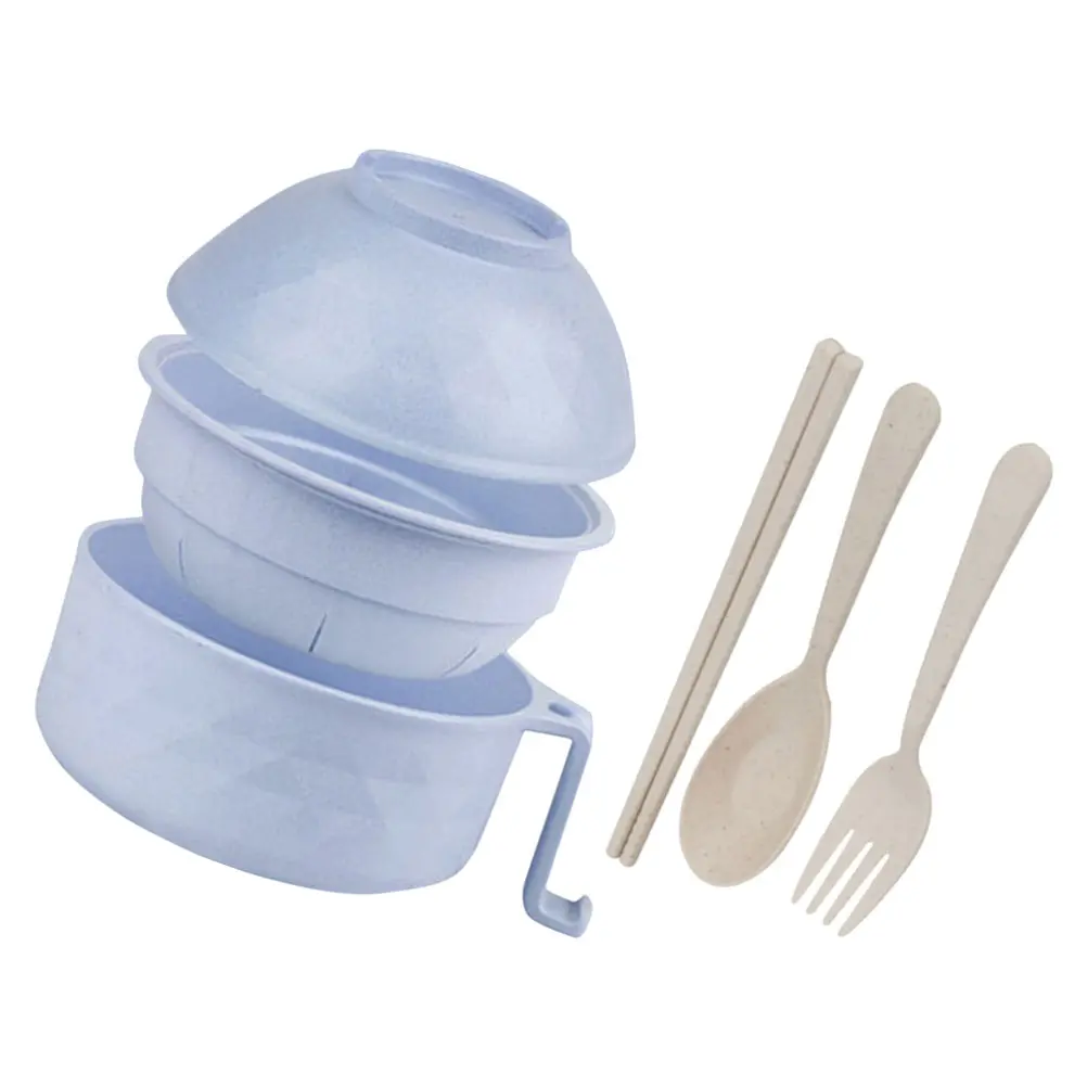 Drain Instant Noodle Bowl Microwave Strainer Ramen Single Lid Bamboo Fiber Bowls Kitchen Accessories Suitable Microwave