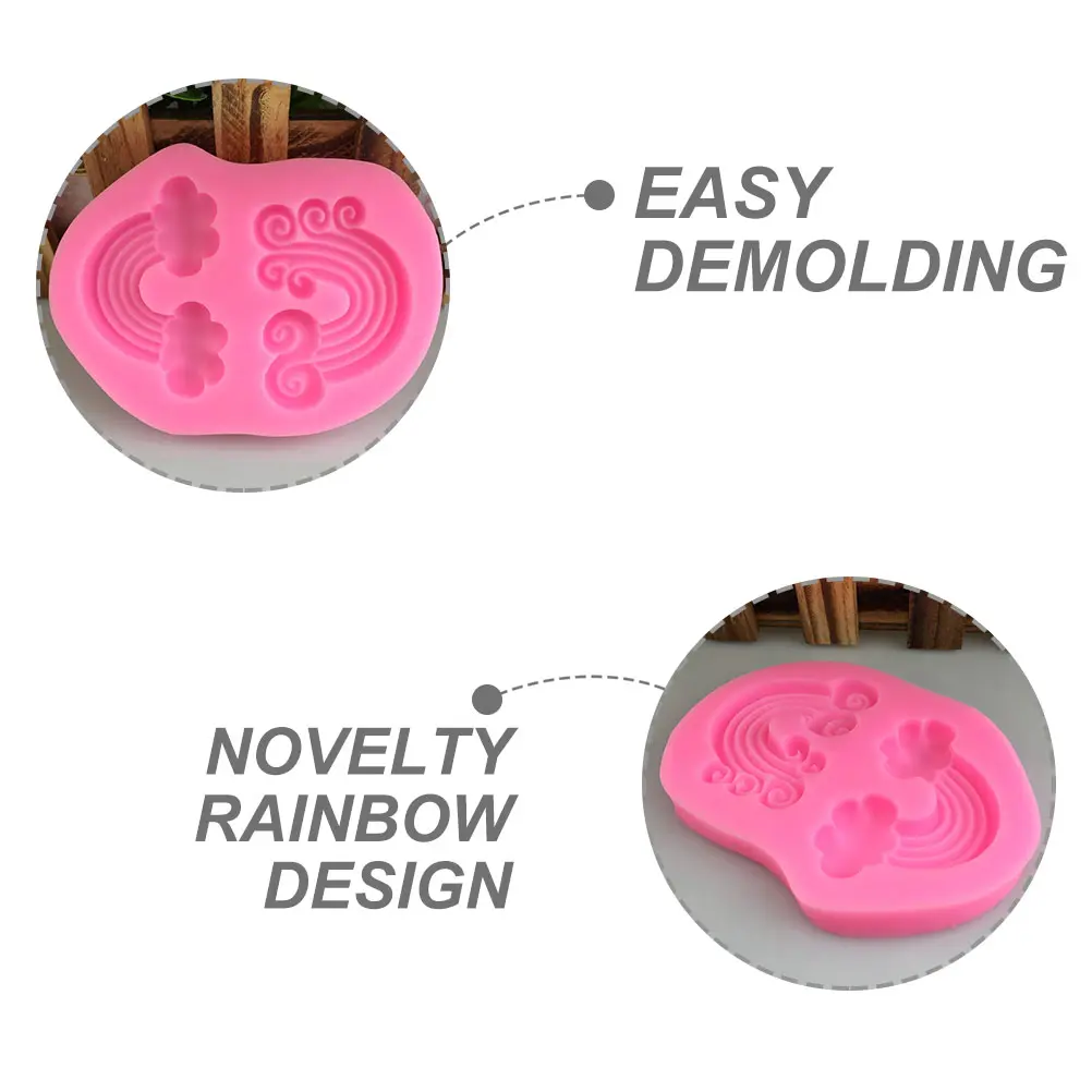 Rainbow Cloud Flower Fondant Mold Silicone DIY Tool for Chocolate Soap Making Cake Decorations Pink Reusable