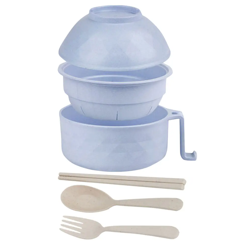 Drain Instant Noodle Bowl Microwave Strainer Ramen Single Lid Bamboo Fiber Bowls Kitchen Accessories Suitable Microwave