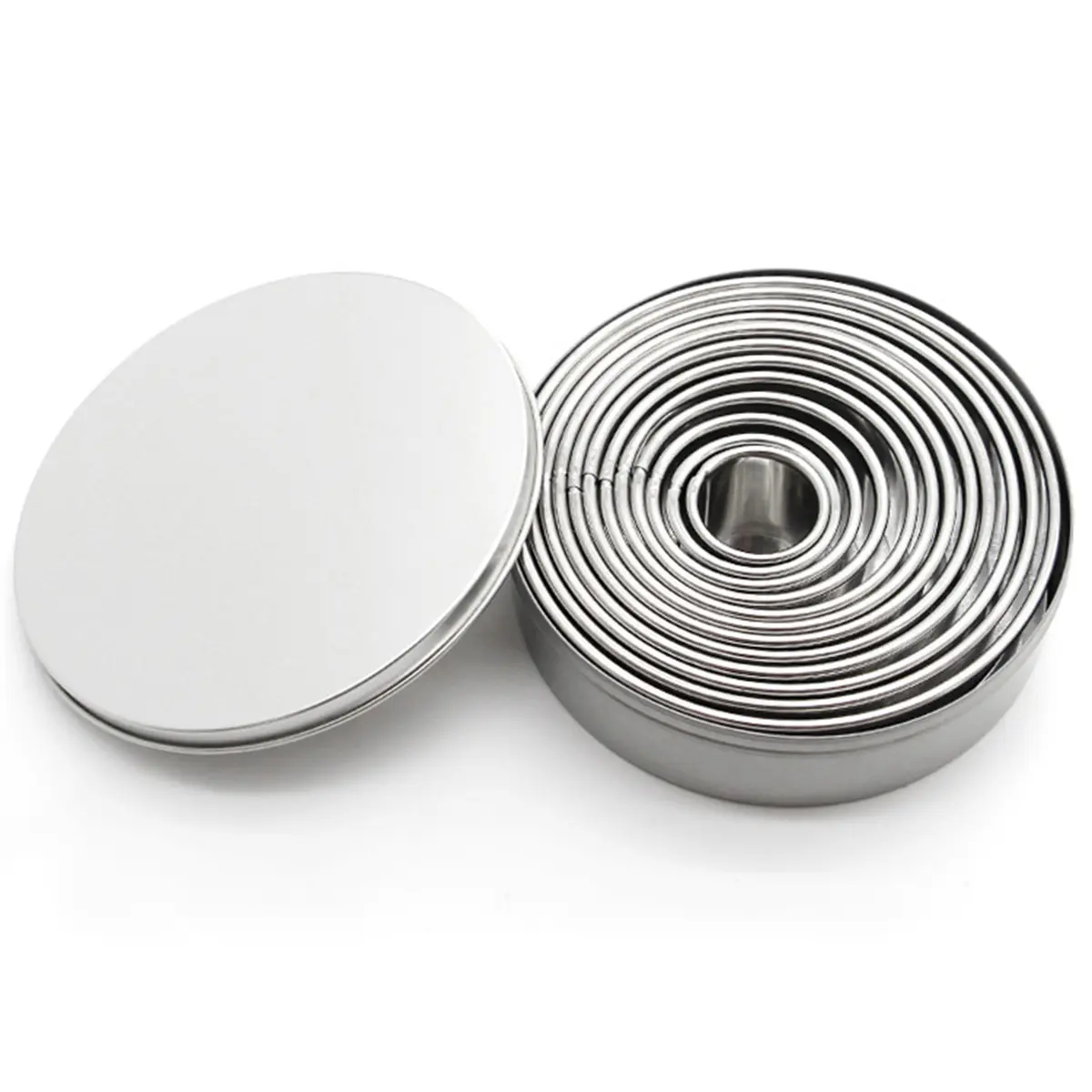 12 Pcs Stainless Steel Cookie Cutters Round Biscuit Molds Christmas Heart Shape Pastry Cutters for Baking Dough Fondant