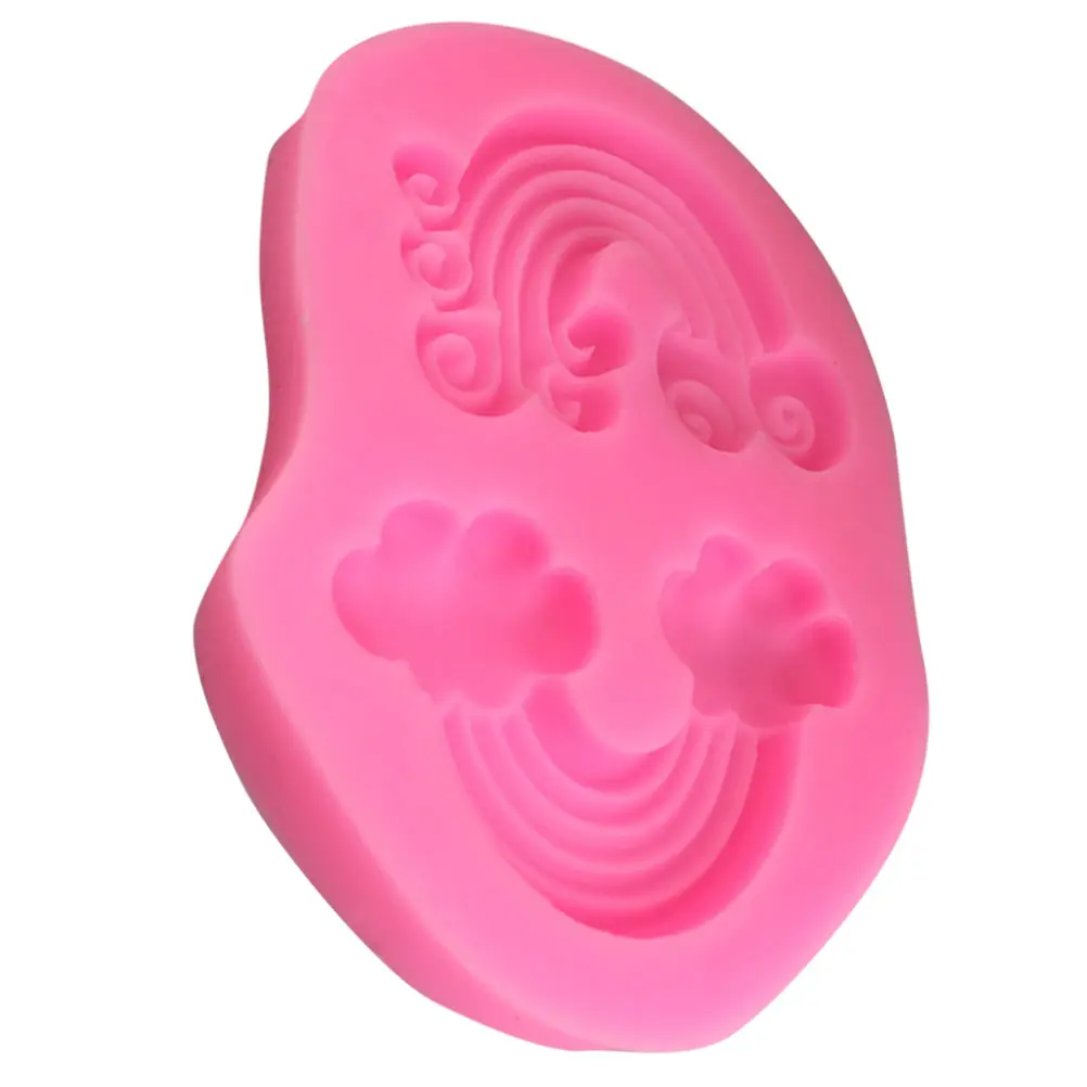 Rainbow Cloud Flower Fondant Mold Silicone DIY Tool for Chocolate Soap Making Cake Decorations Pink Reusable