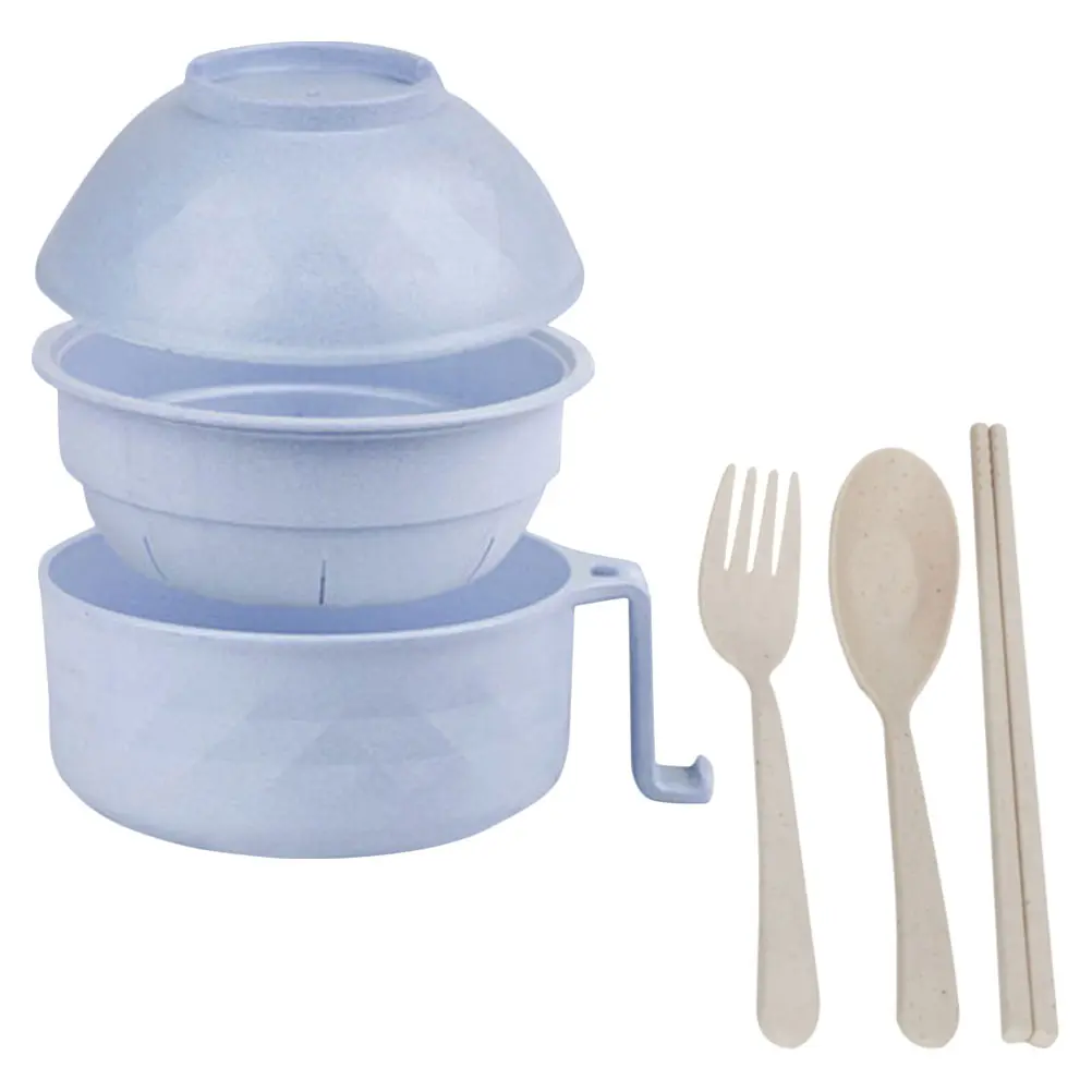 Drain Instant Noodle Bowl Microwave Strainer Ramen Single Lid Bamboo Fiber Bowls Kitchen Accessories Suitable Microwave