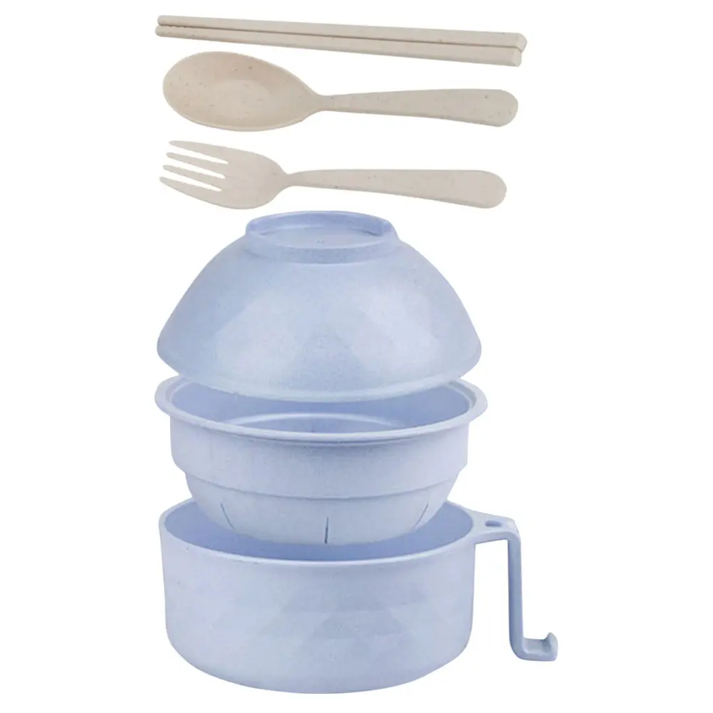 Drain Instant Noodle Bowl Microwave Strainer Ramen Single Lid Bamboo Fiber Bowls Kitchen Accessories Suitable Microwave
