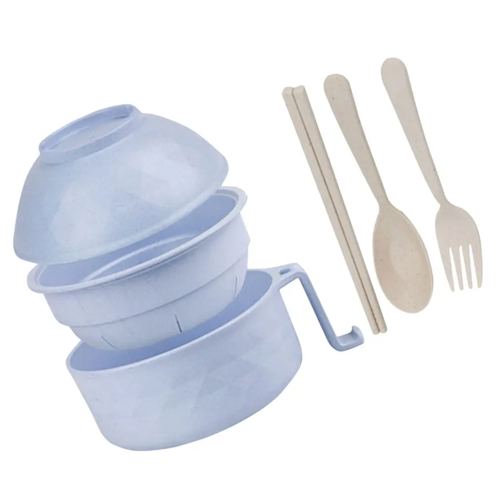 Drain Instant Noodle Bowl Microwave Strainer Ramen Single Lid Bamboo Fiber Bowls Kitchen Accessories Suitable Microwave