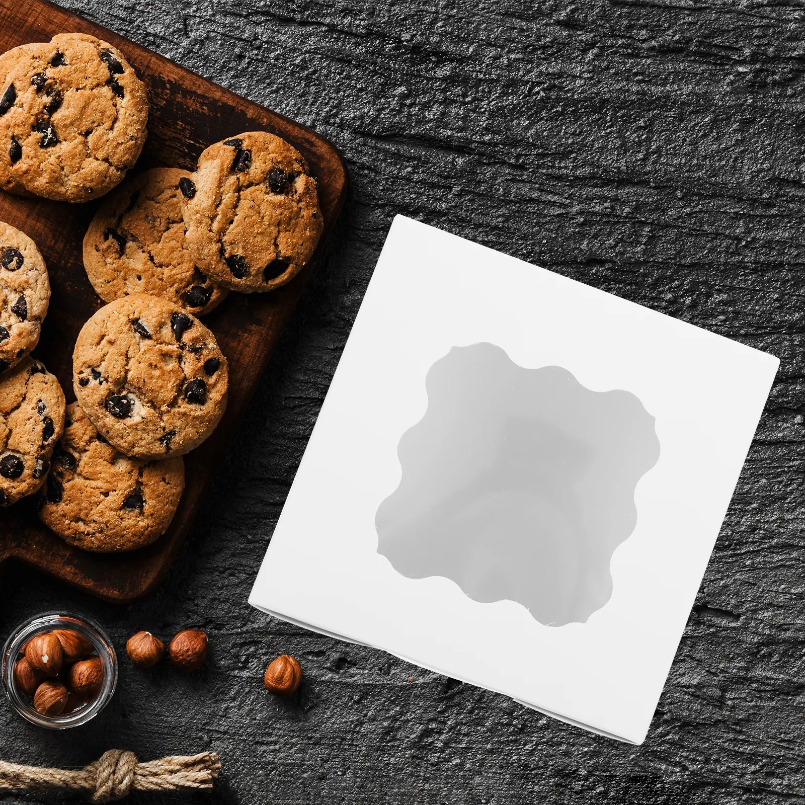 50pcs White Bakery Boxes 4x4x2 5 Inch Thick Cookie Containers Donut Cake Treat Gift Window Packaging Bulk Disposable