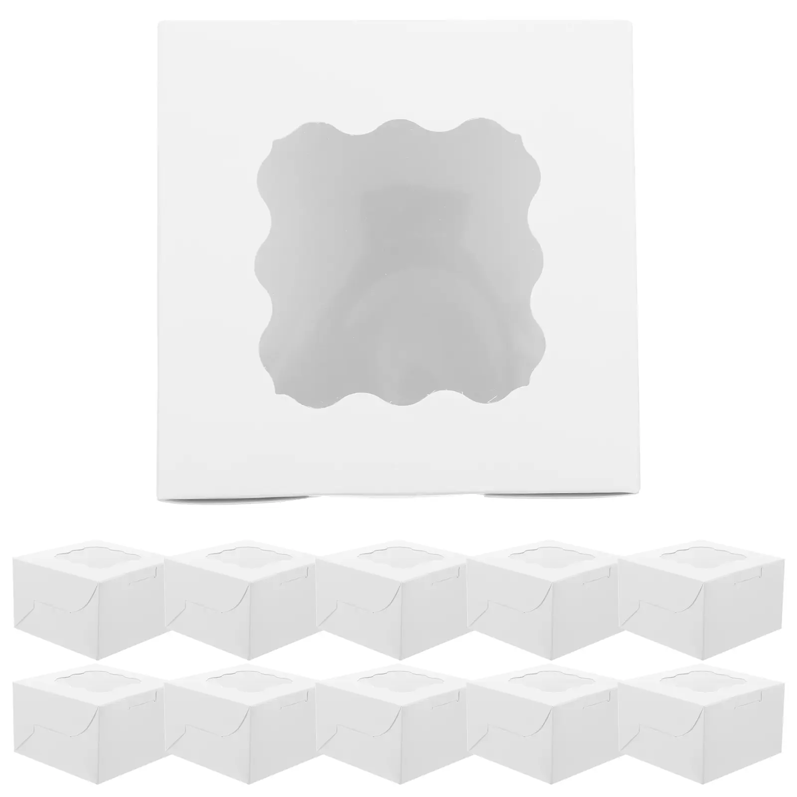 50pcs White Bakery Boxes 4x4x2 5 Inch Thick Cookie Containers Donut Cake Treat Gift Window Packaging Bulk Disposable