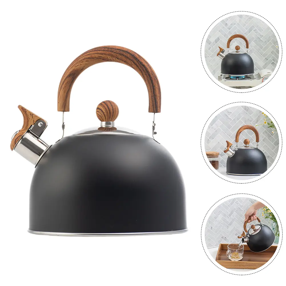 Whistle Kettle Stainless Steel Teapot Rubber Covered Nylon Anti-Scalding Stovetop Suitable Gas Boiling Water Tea Coffee Home