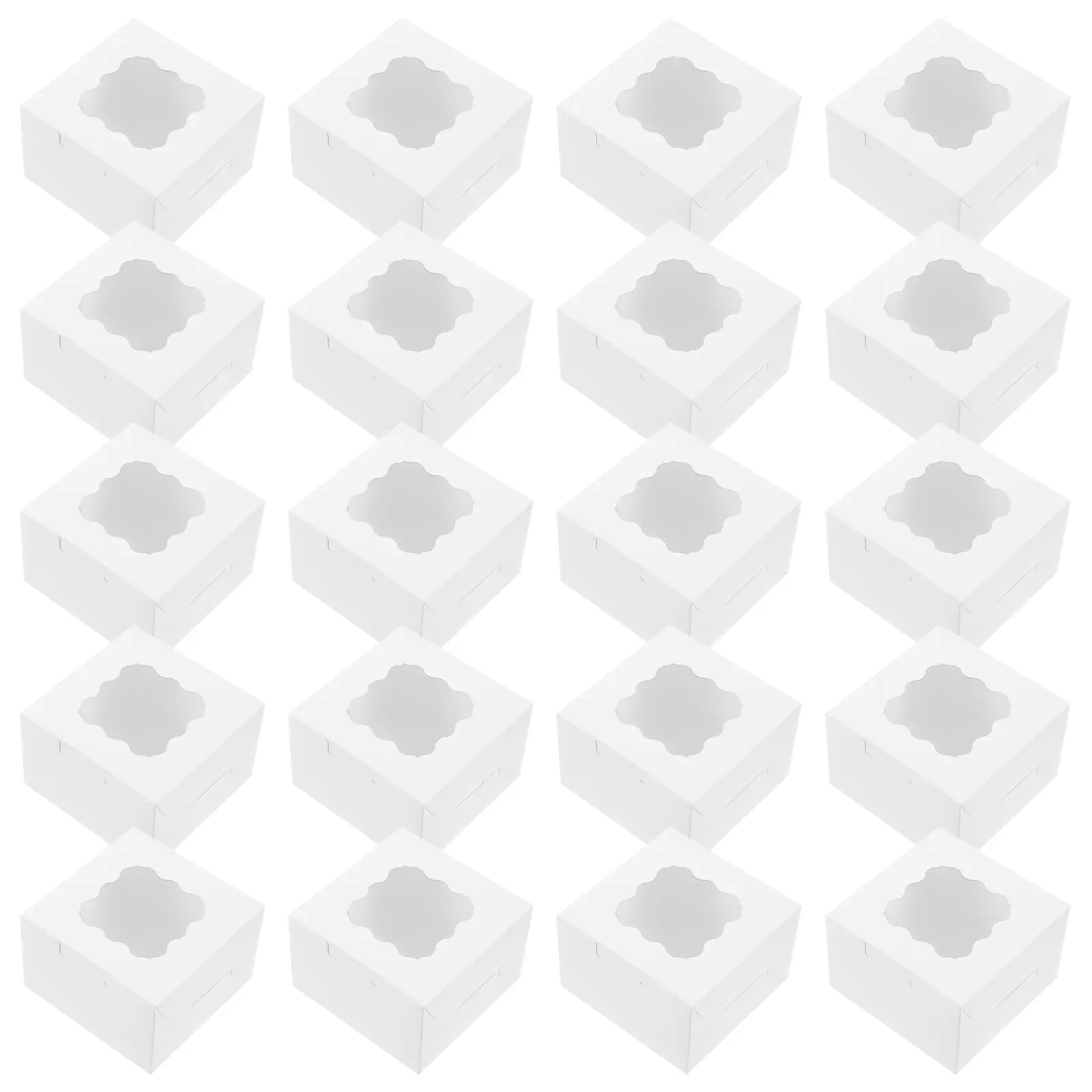 50pcs White Bakery Boxes 4x4x2 5 Inch Thick Cookie Containers Donut Cake Treat Gift Window Packaging Bulk Disposable
