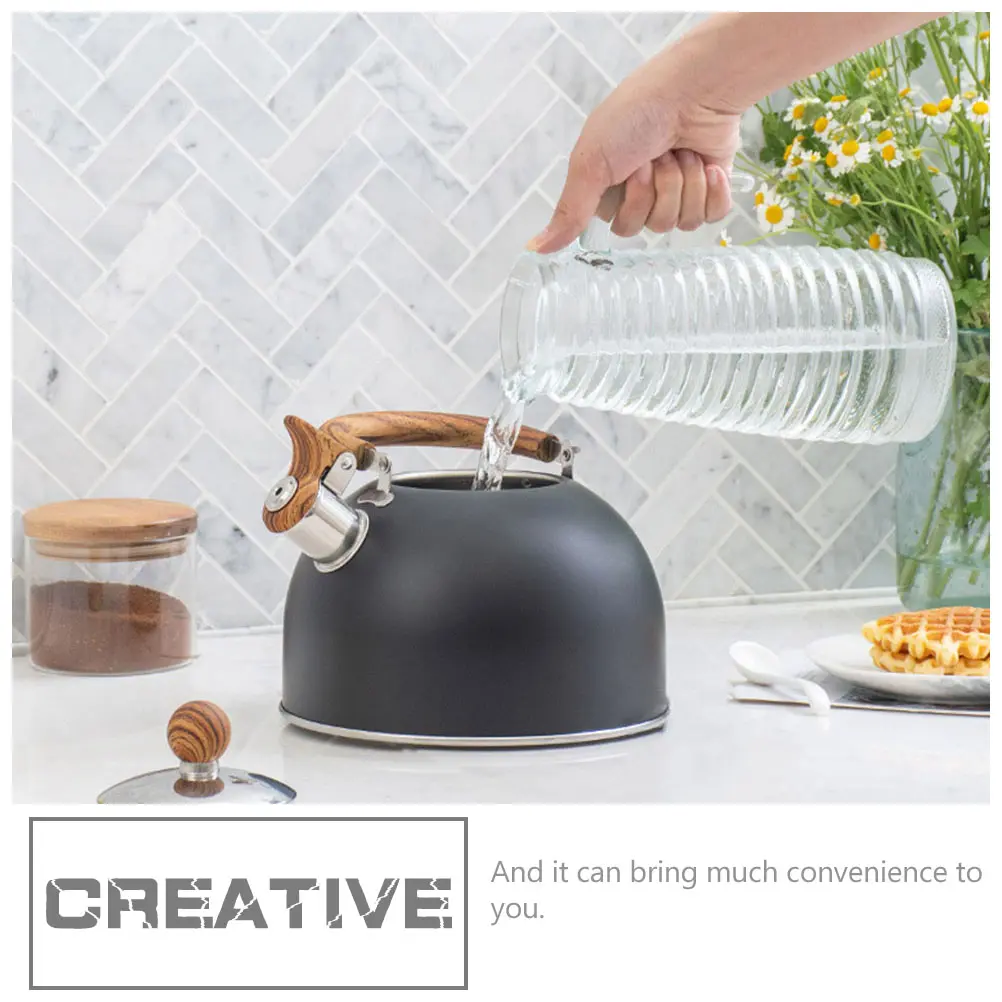 Whistle Kettle Stainless Steel Teapot Rubber Covered Nylon Anti-Scalding Stovetop Suitable Gas Boiling Water Tea Coffee Home